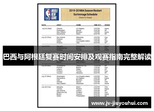 巴西与阿根廷复赛时间安排及观赛指南完整解读 巴西与阿根廷复赛时间安排及观赛指南完整解读